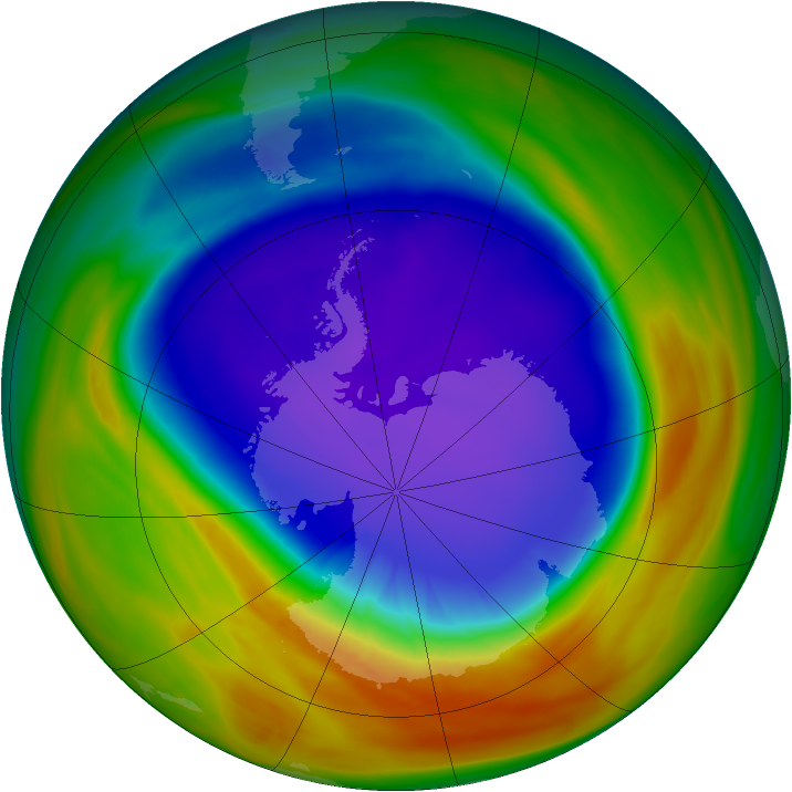 Antarctic ozone map for 29 September 2007